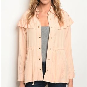 Few Left! Ruffled Peach Jacket w/ Drawstring Waist